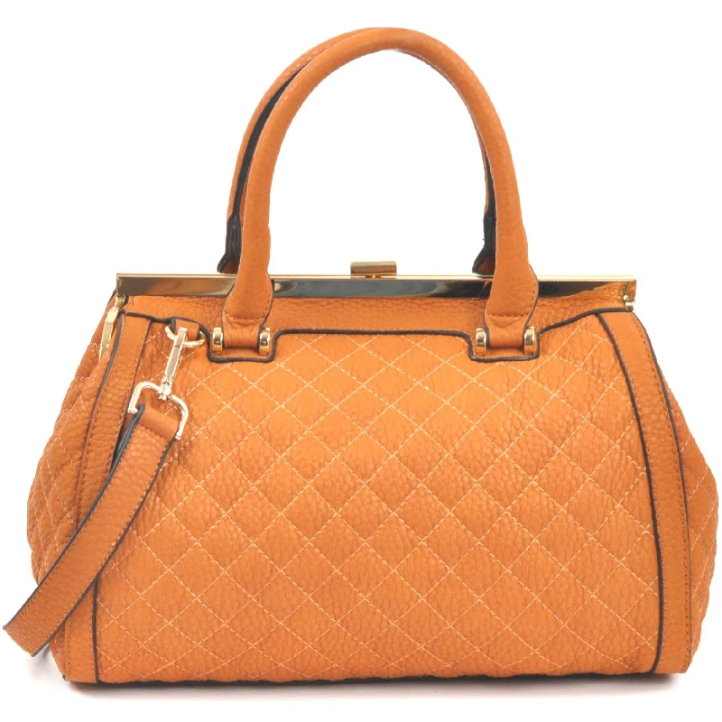 high-end handbags for special events -Quilted Barrel Satchel with Push-Up Closure