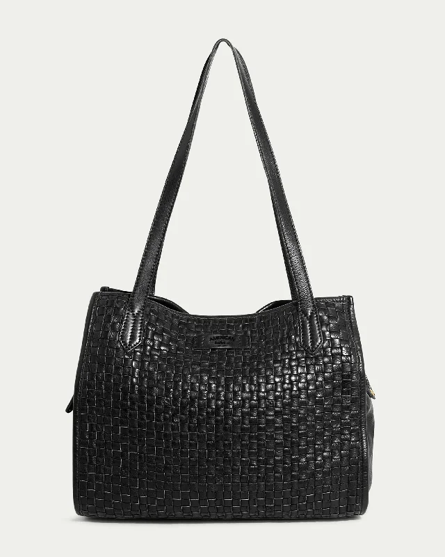 affordable bags for trendy women -Sandy Woven Triple Entry Satchel