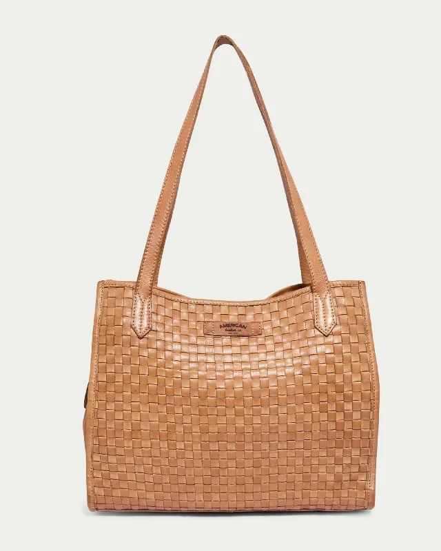 classic women’s tote bags for shopping -Sandy Woven Triple Entry Satchel