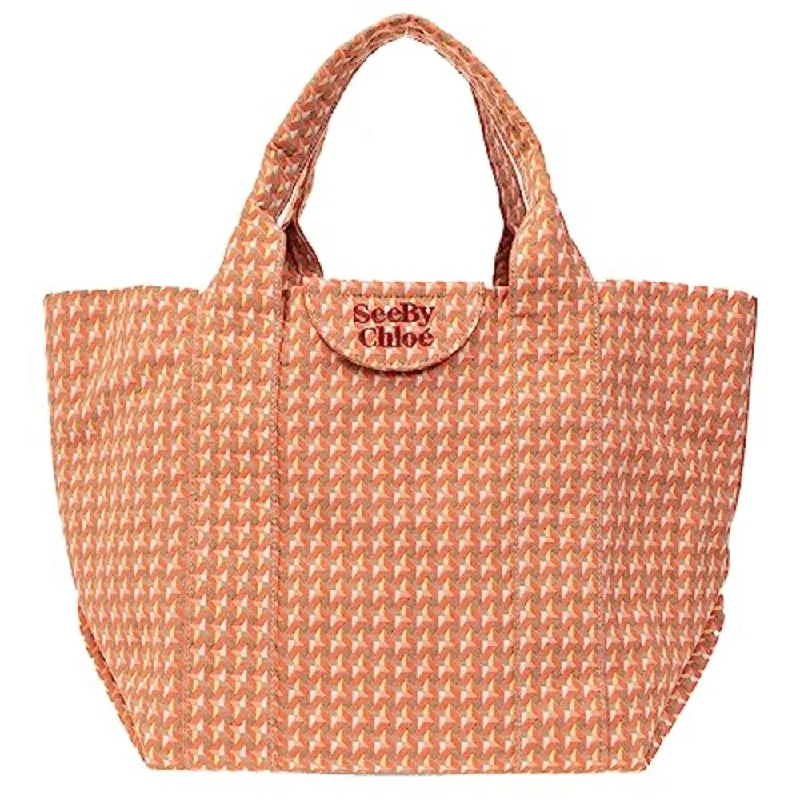 affordable bags for trendy women -See by Chloe Women's Happy Orange ?LAETIZIA? SHOPPER BAG Tote Large