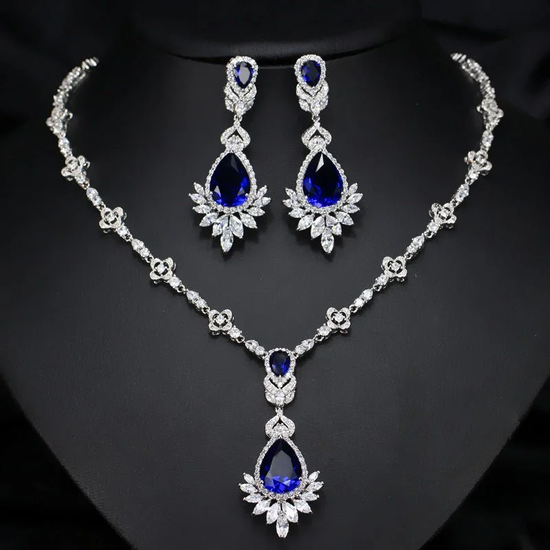 cute women’s bags for travel accessories -Women's Semi-Precious Stones Cubic Zirconia Wedding Jewelry Sets