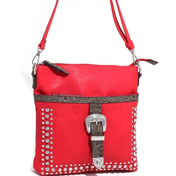 cute women’s handbags for casual outings -Women's Western Rhinestone Studded Messenger Bag