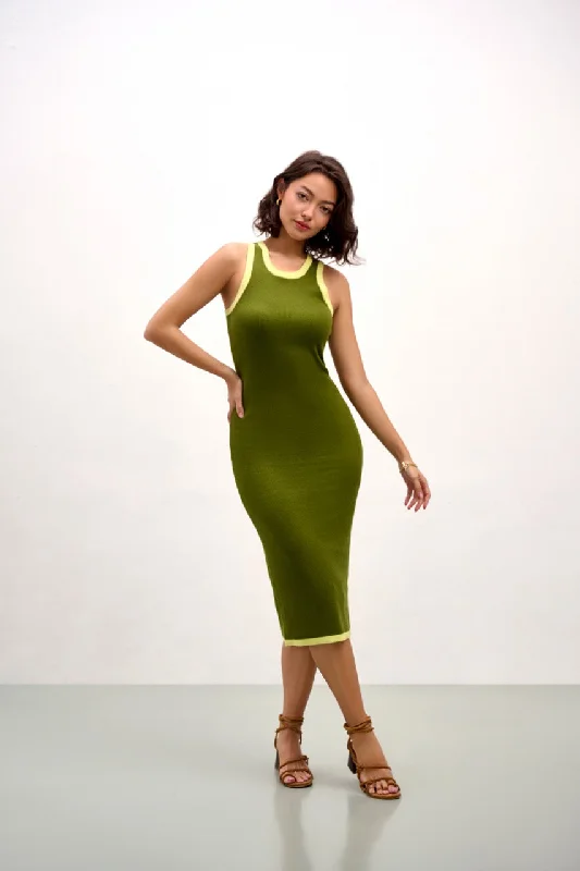 elegant clothing for women’s night outs -The Aria Knit Tank Dress - Green