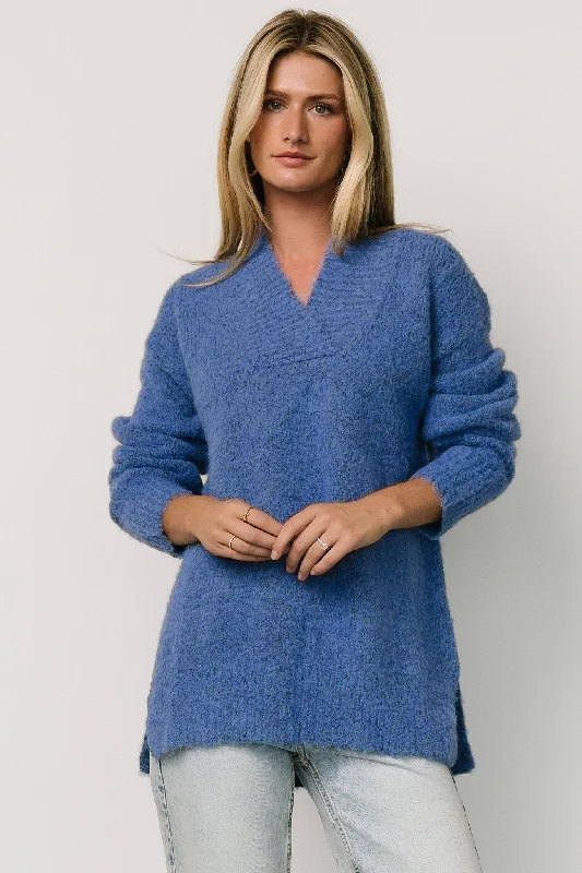 chic dresses for women’s brunch outfits -Calgary Oversized Sweater | Blue