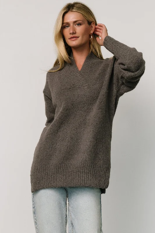 fashionable skirts for women’s summer outfits -Calgary Oversized Sweater | Charcoal