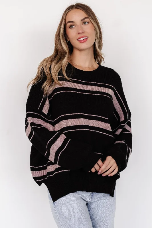 trendy clothing for women’s spring wardrobe -Charlie Striped Sweater | Black