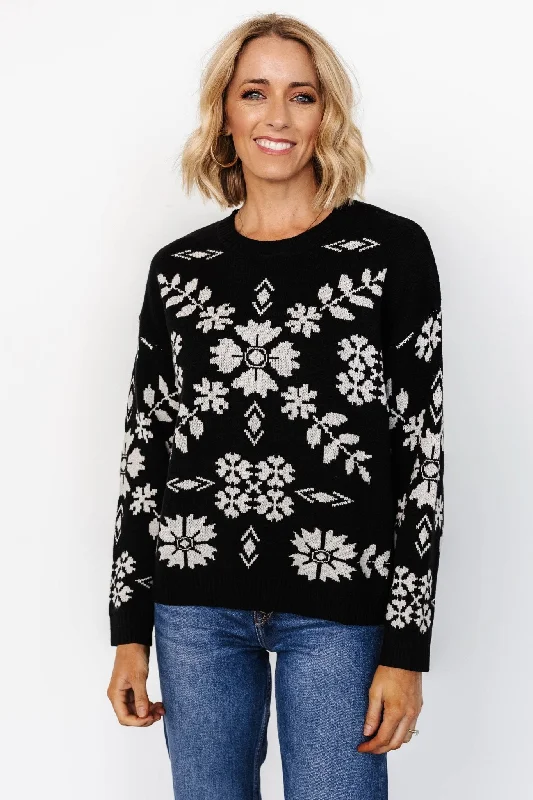 trendy dresses for women’s formal occasions -Elsa Sweater | Black + Off White