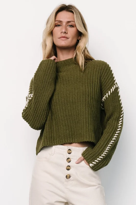 cute women’s skirts for weekend fashion -Madden Knit Sweater | Olive