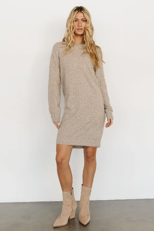 stylish skirts for women’s work fashion -Miller Sweater Dress | Heather Taupe