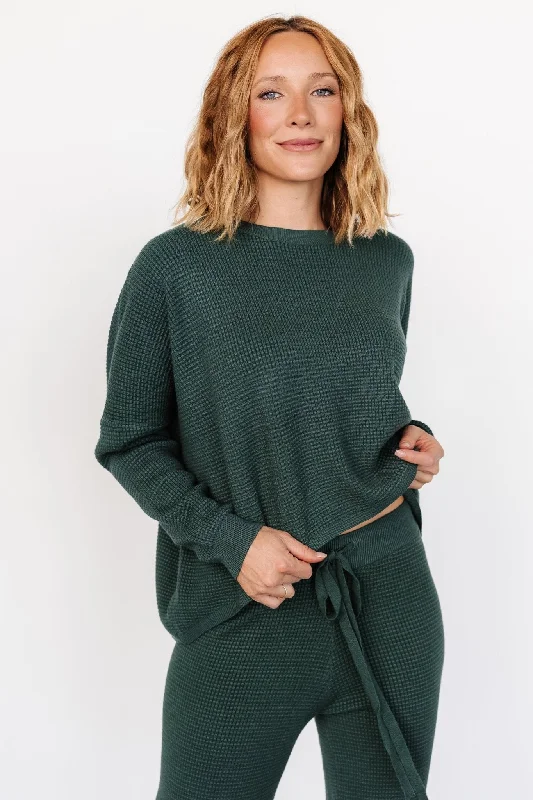 trendy jumpsuits for women’s casual style -Owen Waffle Sweater Top | Green