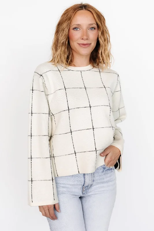 comfortable sweaters for women’s cold weather -Remington Sweater | Ivory + Black