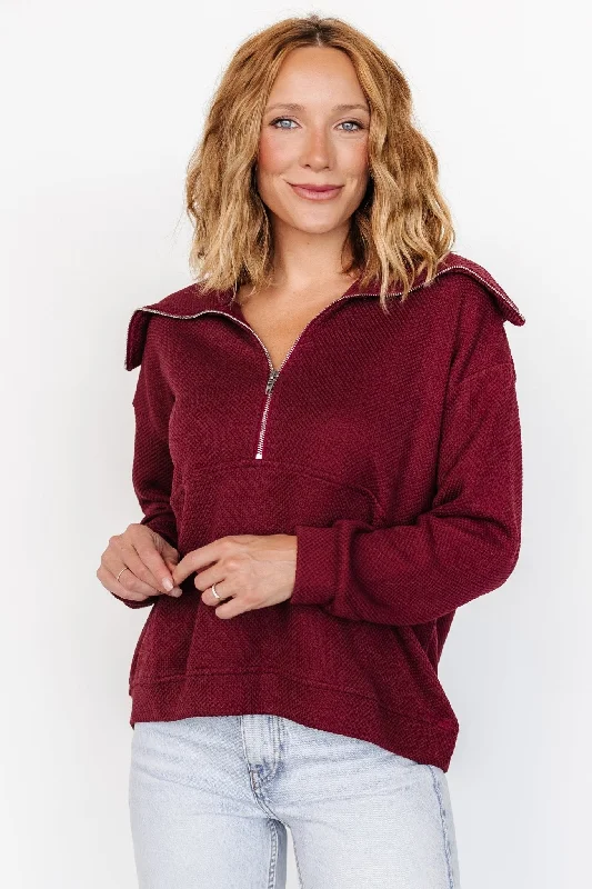 fashionable women’s clothing for all seasons -Shiloh Half Zip Pullover | Burgundy