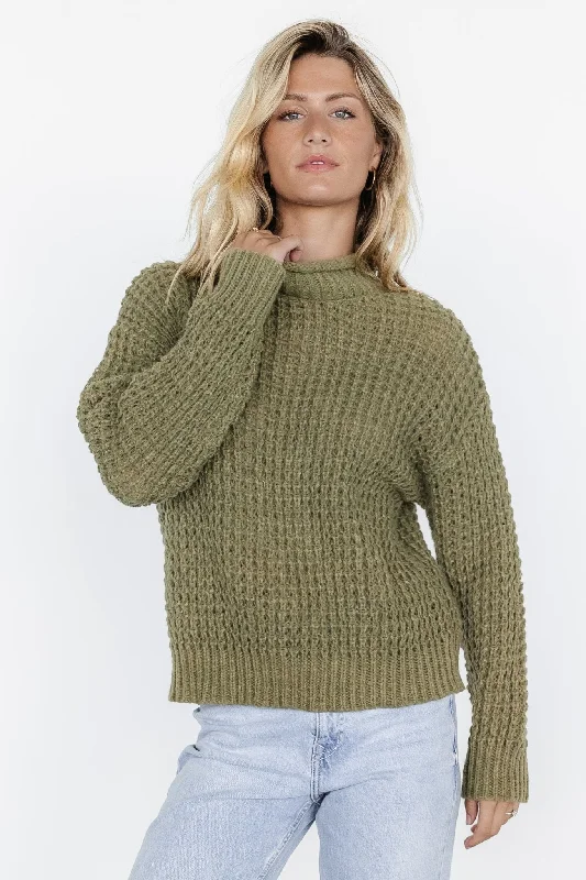 best jackets for women’s business outfits -Syracuse Chunky Knit Sweater | Dusty Olive