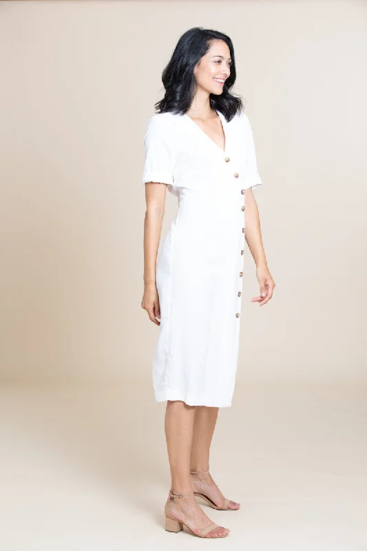 fashionable outerwear for women’s cold weather -The Emelie Dress - White