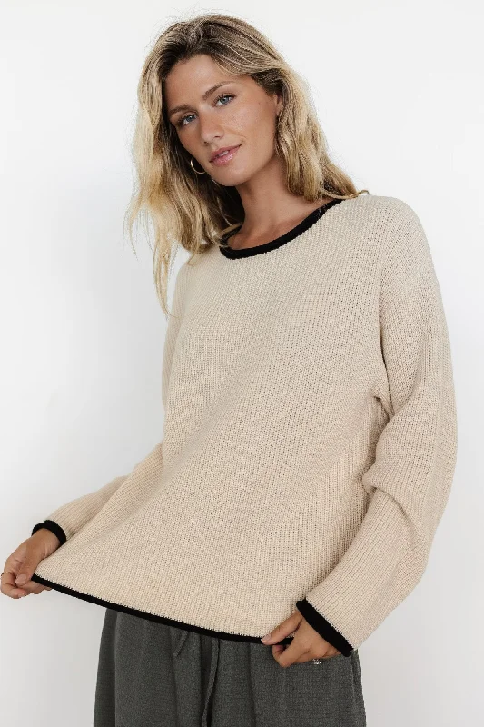 comfortable sweaters for women’s cold weather -Tiffany Knit Sweater | Cream + Black