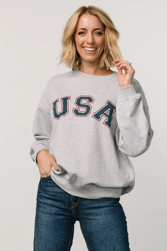 trendy summer dresses for women -USA Oversized Sweatshirt | Heather Gray