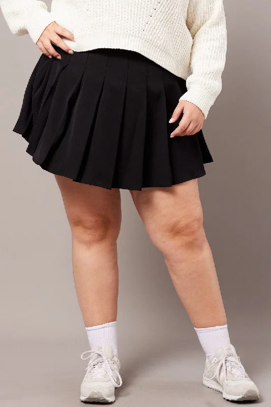 best winter dresses for women’s fashion -Black Tennis Pleated Mini Skirt With Shorts Under