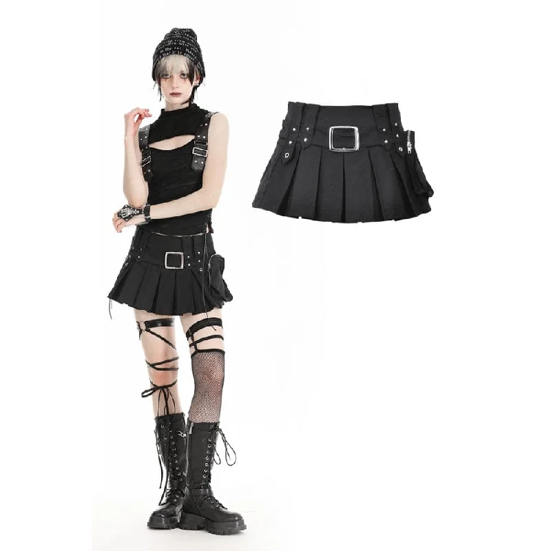 fashionable women’s clothing for every occasion -Women's Punk Big-pocket Pleated Skirt