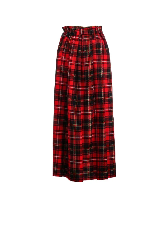 stylish women’s dresses for work functions -TARTAN CHECK FRONT TUCKED SKIRT