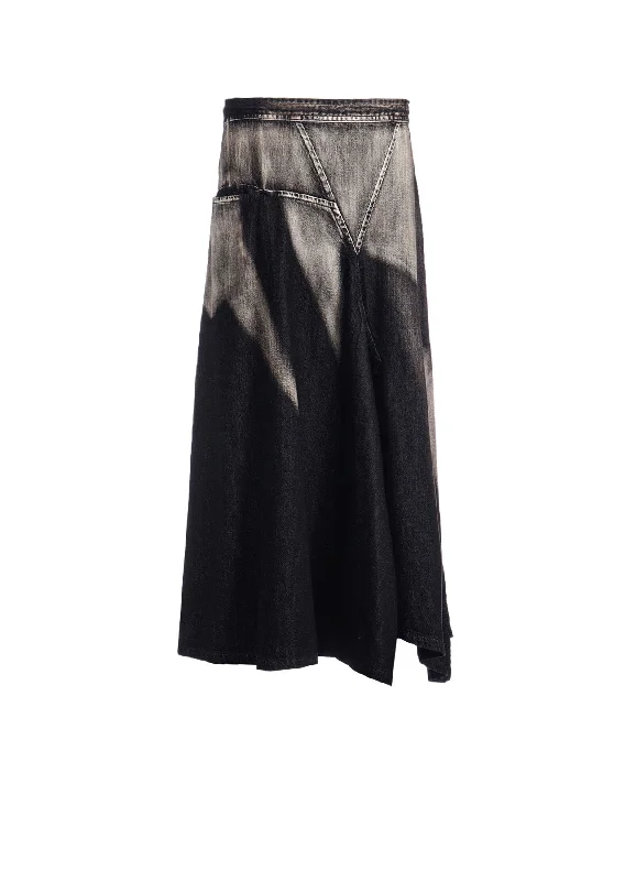 unique dresses for women’s special occasions -C/ SPOTTED DENIM TRIANGLE GUSSET FLARE SKIRT